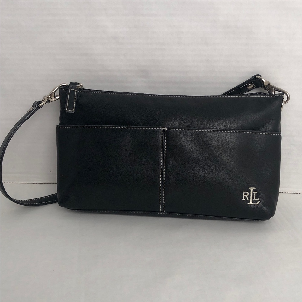 Ralph Lauren Vintage 90s Black Leather Shoulder Bag 10.5” X 6”